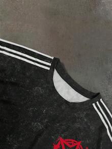 PAVTROS Camiseta casual de moda para hombre con estampado de la estatua de la libertad y rayas contrastantes en los lados, 2 en 1, para primavera/otoño - Multicolor - Ver 5