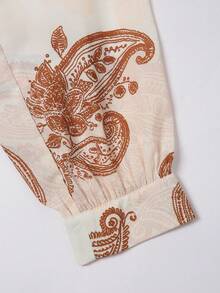 GlowEve Women's Casual Lightweight Jacket With Paisley Pattern, Suitable For Vacation - Apricot - View 4