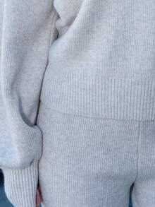 Bris Aura 2件套女士休闲翻领毛衣和裤子套装，秋季 - 米色 - 查看 5