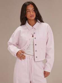 Athîral Denim Women's Casual Solid Color Denim Shirt - Baby Pink - View 4