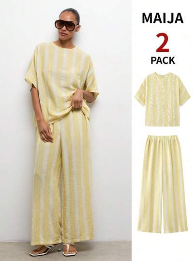 Maija Batwing Sleeve Oversized 2 Pieces Set For Women, Casual  St Patrick's Day Women Easter Summer Outfits Easter Dress Women Party Top Beach Dress Summer Holiday Outfits Each Vacation Outfits For Women  Summer Outfit For Women Going Out Outfits Graduation Graduation Outfit  Casual Dresses  Casual Blouses For Women