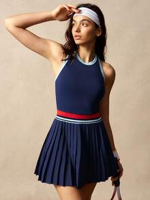 VARSIVA 女士条纹褶裥下摆露背运动连衣裙 - 彩色 - 查看 7