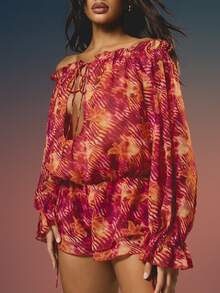 MISSGUIDED Bộ jumpsuit nữ kiểu Bardot trễ vai với đường cắt xẻ táo bạo phía trước và tay áo raglan rộng. - Nhiều màu - Xem 5