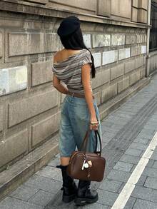 Coolane Women's Summer Streetwear Hippie Vintage Casual Minimalist Modest Cool Fabric Stretchy Comfortable White Cowl Neck Asymmetrical Neck Tees,Summer Top - Multicolor - View 4