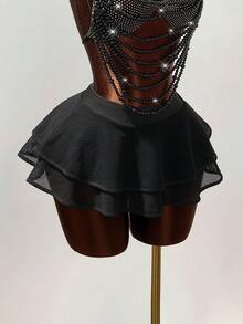 Mistrie 女士夏季时尚纯色镂空半身裙 - 黑色 - 查看 5