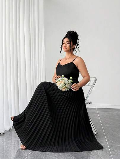 Elenzga 大码女式休闲简约褶皱编织连衣裙