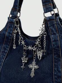 ROMWE Grunge Punk Colgante de bolso con diseño de mariposa de alas cruzadas - Metal - Ver 2