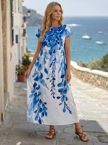 EMERY ROSE Women's Casual Plant Print Mid-Length Dress - Multicolor - View 7