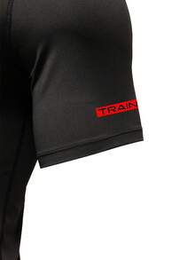 GymBeat Camiseta deportiva de manga raglán con estampado gráfico casual para hombre, verano - Negro - Ver 4