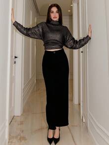 Bris Aura 高腰黑色舒适直筒裤 - 黑色 - 查看 1