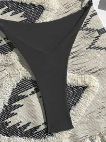 Swim SXY Bộ bikini một mảnh màu trắng tinh khôi gợi cảm thời trang mới dành cho nữ, có dây đeo dày và đính vòng trang trí, thích hợp đi biển. - màu đen - Xem 5