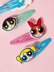 THE POWERPUFF GIRLS X SHEIN 12Pcs Cute Cartoon Girls Hair Tie And Hair Clip Set. Elastic Rubber Bands, Widened And Thickened, Won't Pull Hair, Suitable For Tying Hair And Bangs,Blossom & Bubbles & Buttercup - Multicolor - View 8