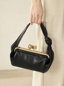 MOTF BOLSO DE MANO DE MUJER CON CIERRE DE BESO Y CORREA ANUDADA - Negro - Ver 6