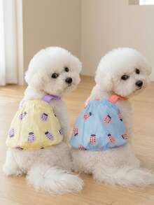 PETSIN 狗狗服装、猫咪服装、动物裙装、宠物春夏新品系列、幼犬连衣裙、公主风百搭连衣裙、条纹印花、小型动物服装、清凉防晒霜 - 彩色 - 查看 2