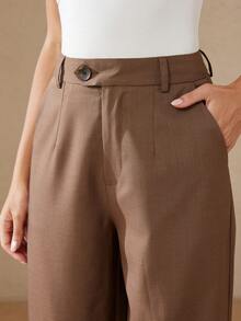 BELROSIE New Retro Style Versatile Commuter Fashionable Ankle Button Slimming Loose Casual Suit Pants For Women - Coffee Brown - View 5