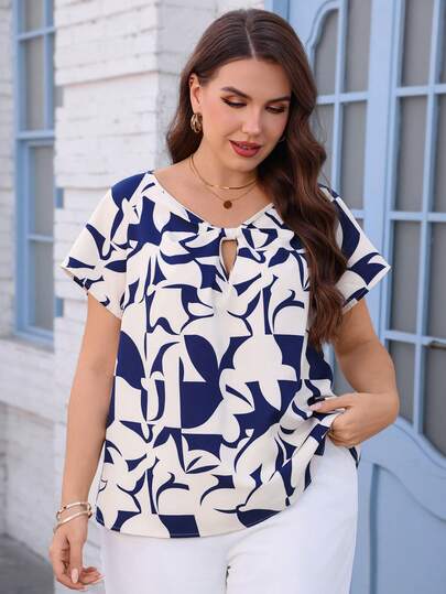 Miaspire 大码女式V领休闲百搭日常衬衫