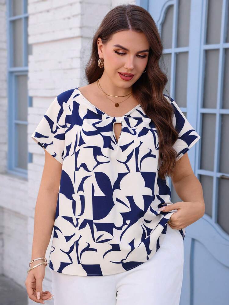 Plus Size Women V-Neck Casual Versatile Daily Wear Shirt