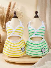 PETSIN Dog Clothing, Cat Clothing, Animal Skirts, Pet Spring/Summer New Collection, Puppy Dress, Princess Versatile Dress, Printed Stripes, Small Animal Clothing, Cool Sunscreen - Multicolor - View 3