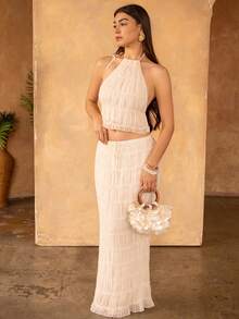 Andrea Bello 女士日常两件套服装 - 米色 - 查看 4