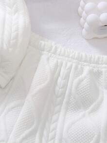 SHEIN Vintaside Kids 纹理衬衫和短裤街头时尚幼儿男童套装 - 白色 - 查看 5