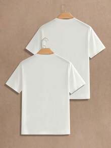 Manfinity VCAY Men's Casual Everyday Commute Fashion Printed T-Shirt Fashion, Boyfriend Gift, Summer, Couple Things For Husband Simple Fashion Commuting White T-Shirt Men's Summer Round Neck Short Sleeve Men's Casual T Shirt With Figure Print Figure Print T-Shirt T Shirts Pack Brand T Shirt Personal T Shirt Couple Matching Outfits T Shirt Couple T Shirt - White - View 2