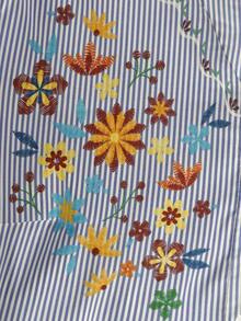 Rusticease Camisa de mujer de talla grande con estampado floral y de rayas de manga 3/4 para principios de primavera - Multicolor - Ver 9