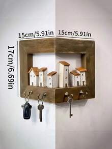 1 Giá Treo Chìa Khóa Gắn Tường Phong Cách Mộc Mạn Có 4 Móc, Kệ Tổ Chức Sự Tiện Lợi Bằng Gỗ Cho Phòng Ngủ, Trang Trí Nhà Cửa, Đồ Thủ Công Mỹ Nghệ, Trang Trí Lối Vào - Nhiều màu - Xem 2
