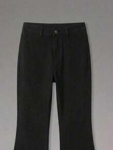 DSELFIQUE 男士斜口袋喇叭腿牛仔裤（无腰带），纯色长款宽松黑色洗水工装牛仔裤，适合送给丈夫、男朋友的礼物 - 黑色 - 查看 3