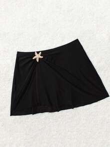 SHEIN Swim Curve Quần bơi liền mảnh màu trơn cỡ lớn cho nữ mặc đi biển thường ngày - màu đen - Xem 3