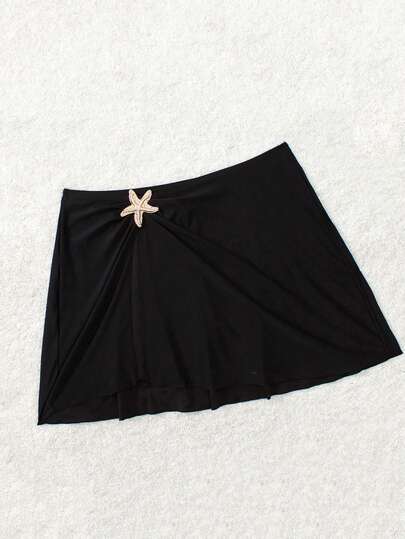 SHEIN Swim Curve 大码女式纯色连体休闲沙滩装泳裤