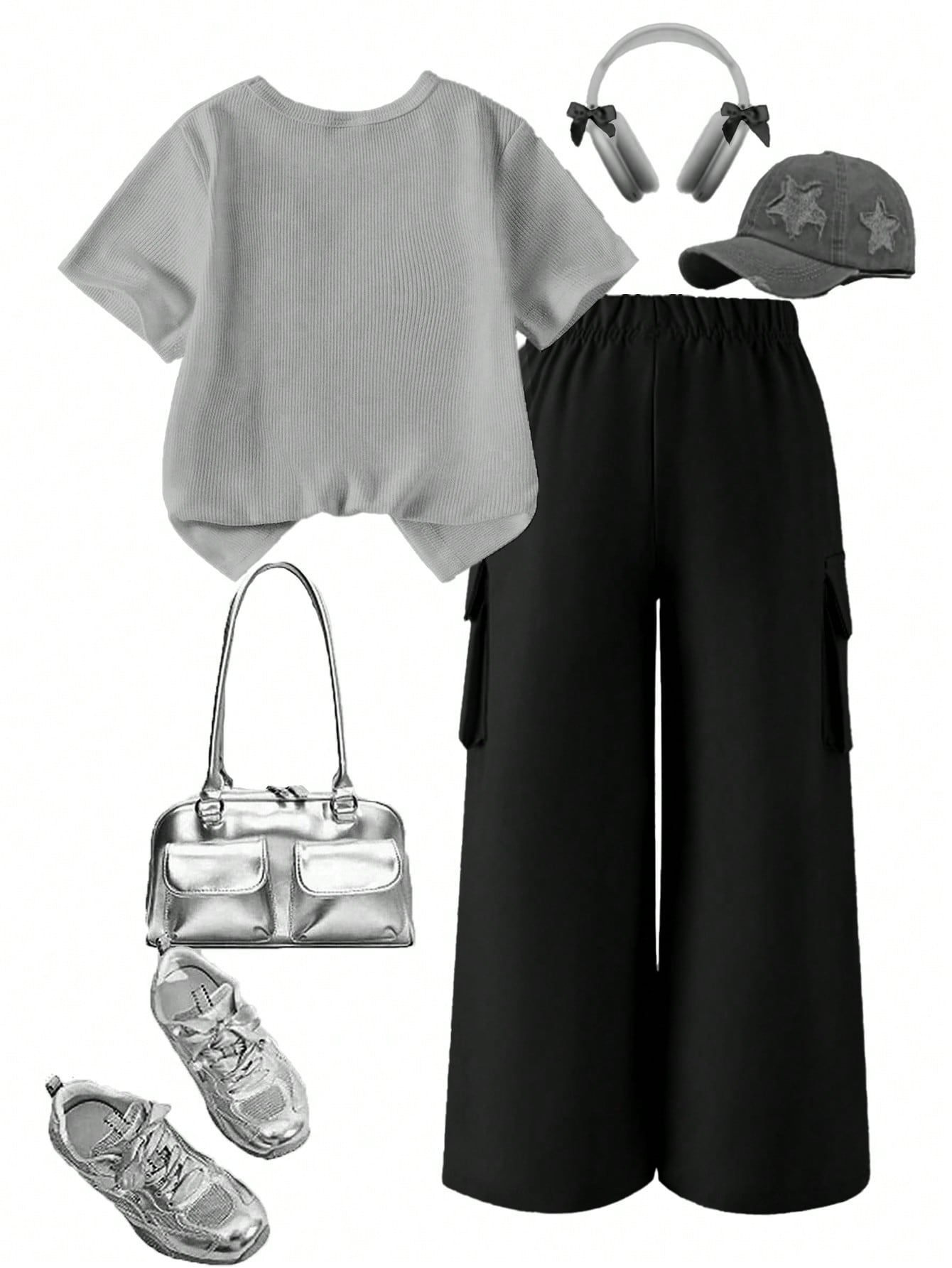 SHEIN Elladie kids مجموعة قميص وبنطلون كاجوال للفت...