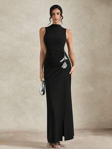 Briarwyn Nuevo vestido elegante y ajustado sin mangas para mujer, adecuado para reuniones y fiestas - Negro - Ver 6