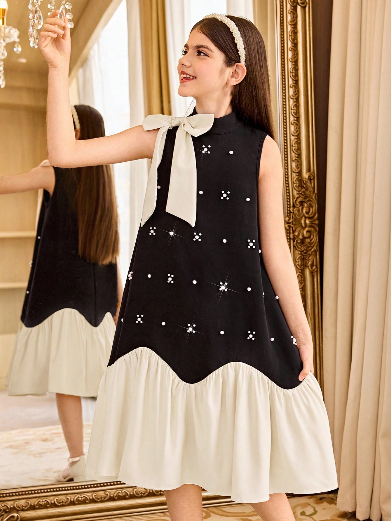 SHEIN Serisse Kids فستان فضفاض أنيق للفتيات المراه...