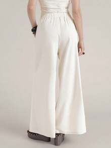 CielaLinda Women Linen Pants Casual Elegant Vacation Pants Slit Front Pants - Apricot - View 4