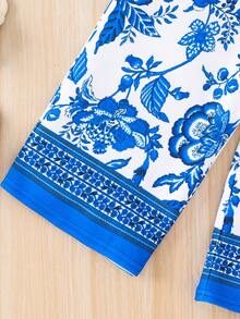 SHEIN 2pcs Young Girl Ditsy Floral Sleeveless Top And Pants Set - Multicolor - View 9