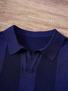 Manfinity Joysei Sweater Rajut Kasual Pria untuk Sehari-hari, Cocok untuk Kerja dan Perjalanan, Kemeja Polo untuk Pria - Royal Blue - View 2