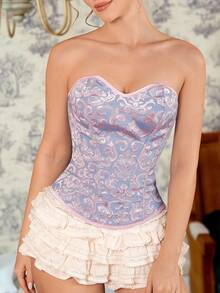 Myrelith Women's Elegant Jacquard Backless Bandage Camisole Top - Multicolor - View 6