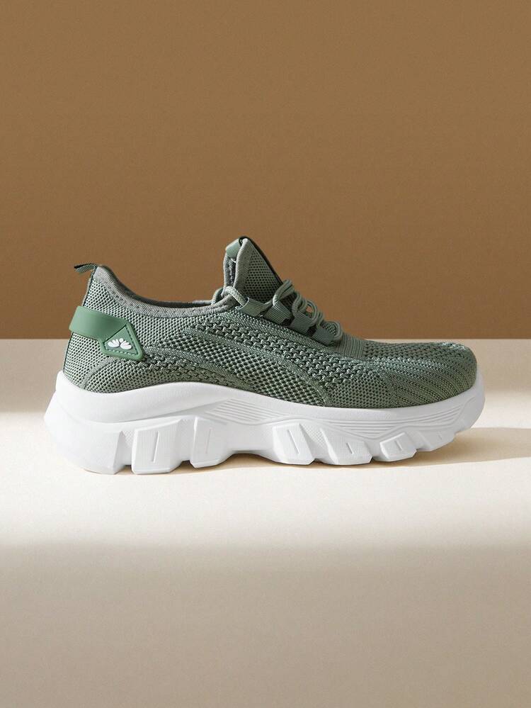 CUCCOO EASI Lightweight And Breathable Fly-Woven Mesh Shoes, Women's Thick-Soled Heightening Chunky Sneakers, Student Versatile Casual Sports Running Shoes