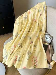 GlowEve New Arrival French Floral Design Women Skirt - Light Yellow - View 3