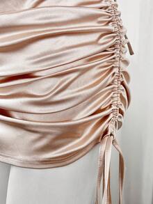 Sweetra New Sexy Backless Spaghetti Strap Bodycon Dress, Waist Cinching Design, Revealing Yet Elegant - Champagne - View 5