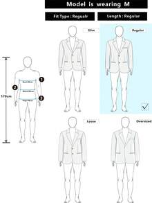 Manfinity Bizformal 男士翻领长袖商务休闲西装外套，华夫格纹理西装外套 - 杏色 - 查看 3