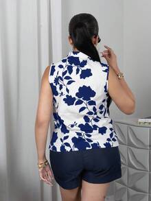 Melissa Matos Camisa sin mangas con cuello en V y estampado de silueta con media cartera - Multicolor - Ver 2