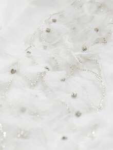 Aveloria Rosie 优雅女士简约商务套装，饰以串珠和水钻，搭配直筒阔腿裤 - 白色 - 查看 8