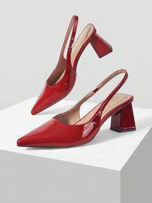 Mnmlis Tacones de punta para mujer, tacones altos versátiles para ir al trabajo y uso diario - Rojo - Ver 5