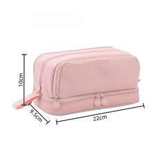 Large Capacity 4 Compartments Multi-Layer Zipper Stationery Bag, Standable On Desktop, Portable With Handle, Suitable For Office, School, College, Adults, Black, Back-To-School Gift, School Supplies, Pencil Pouch, School Bag - Multicolor - View 2