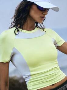 Medorelle 新款春夏拼接圆领女式T恤 - 彩色 - 查看 5