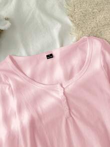Tseoso Áo thun nữ dáng suông, khóa kéo nửa thân, chất liệu 95% cotton, màu hồng, đa năng cho mọi mùa, thích hợp mặc ở nhà. - Hồng - Xem 9