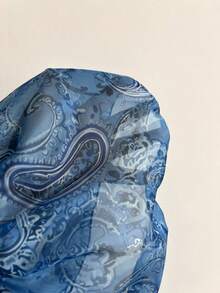 INAWLY 女士度假风腰果图案镂空荷叶边性感吊带迷你连衣裙 - 藍色 - 查看 6