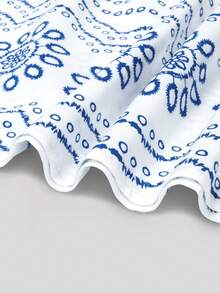 Lyxana 女士度假休闲优雅印花吊带背心和A字裙套装 - 藍白色 - 查看 7