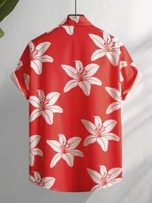 Manfinity RSRT Men's Floral Print Single-Breasted Casual Short Sleeve Shirt - Multicolor - View 2